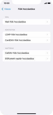 Válaszd a Mail-fiók hozzáadása lehetőséget.