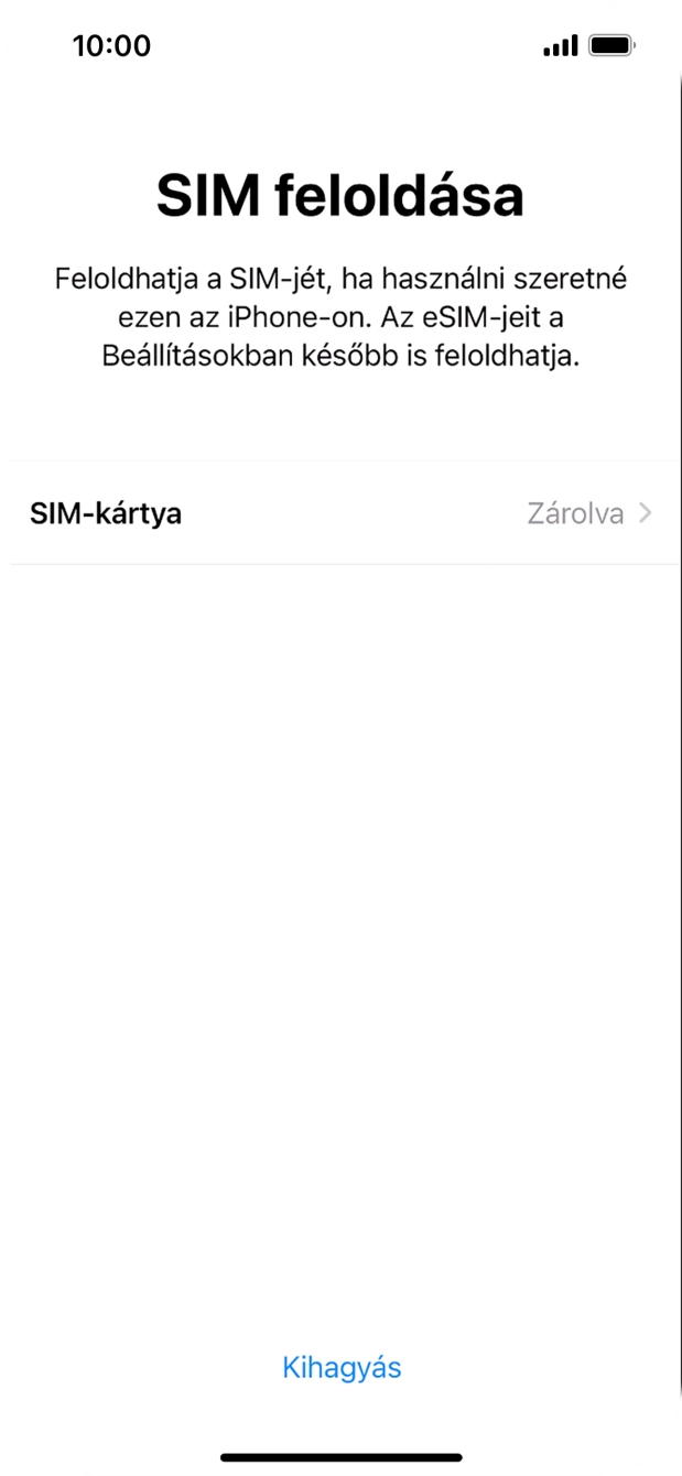 Válaszd a SIM-kártya lehetőséget.