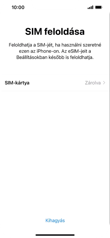Válaszd a SIM-kártya lehetőséget.