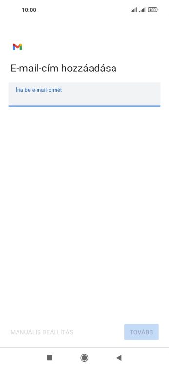 Kattints az „Írja be e-mail-címét” alatti mezőre, és írd be az e-mail címedet.
