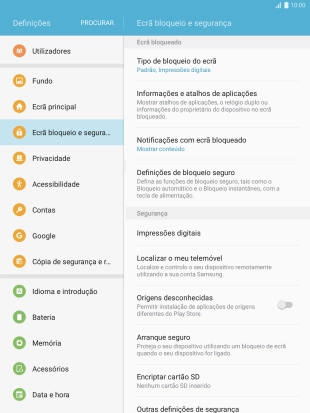 Prima Tipo de bloqueio do ecrã e introduza o código de bloqueio atual.