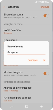Introduza o nome pretendido da conta de e-mail OK.