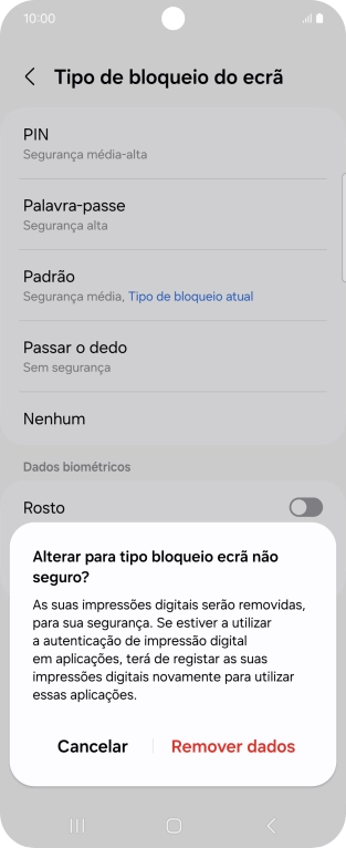 Prima Remover dados.