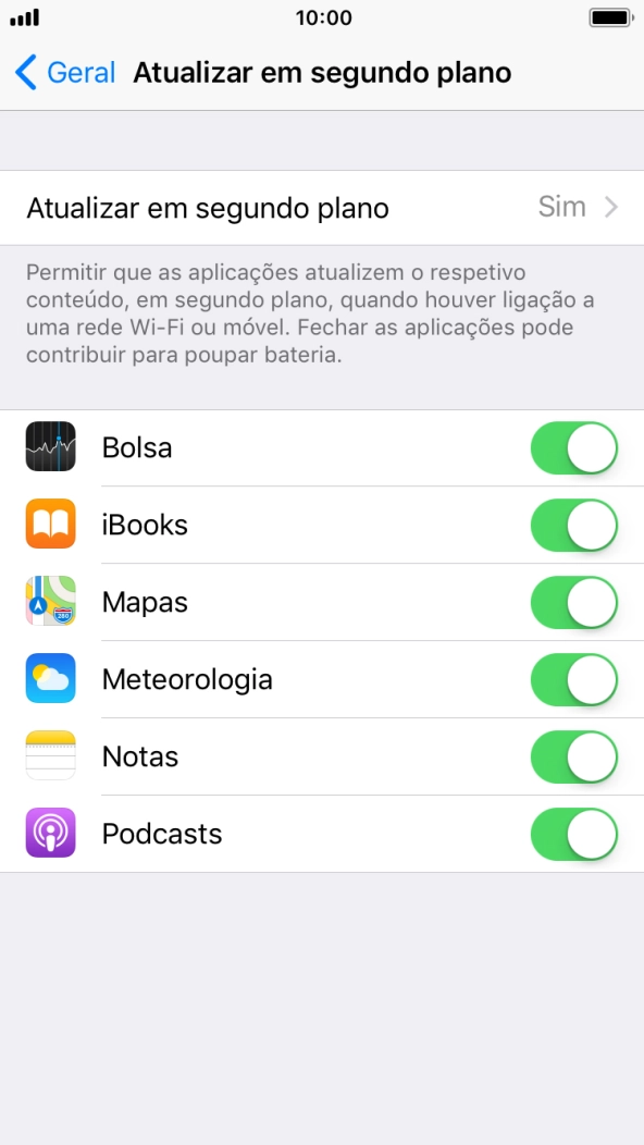 Prima Atualizar em segundo plano.