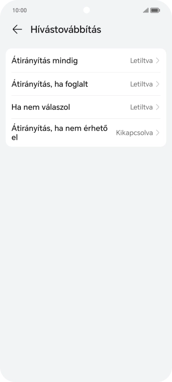 Kattints a kívánt hívásátirányítás-típusra.