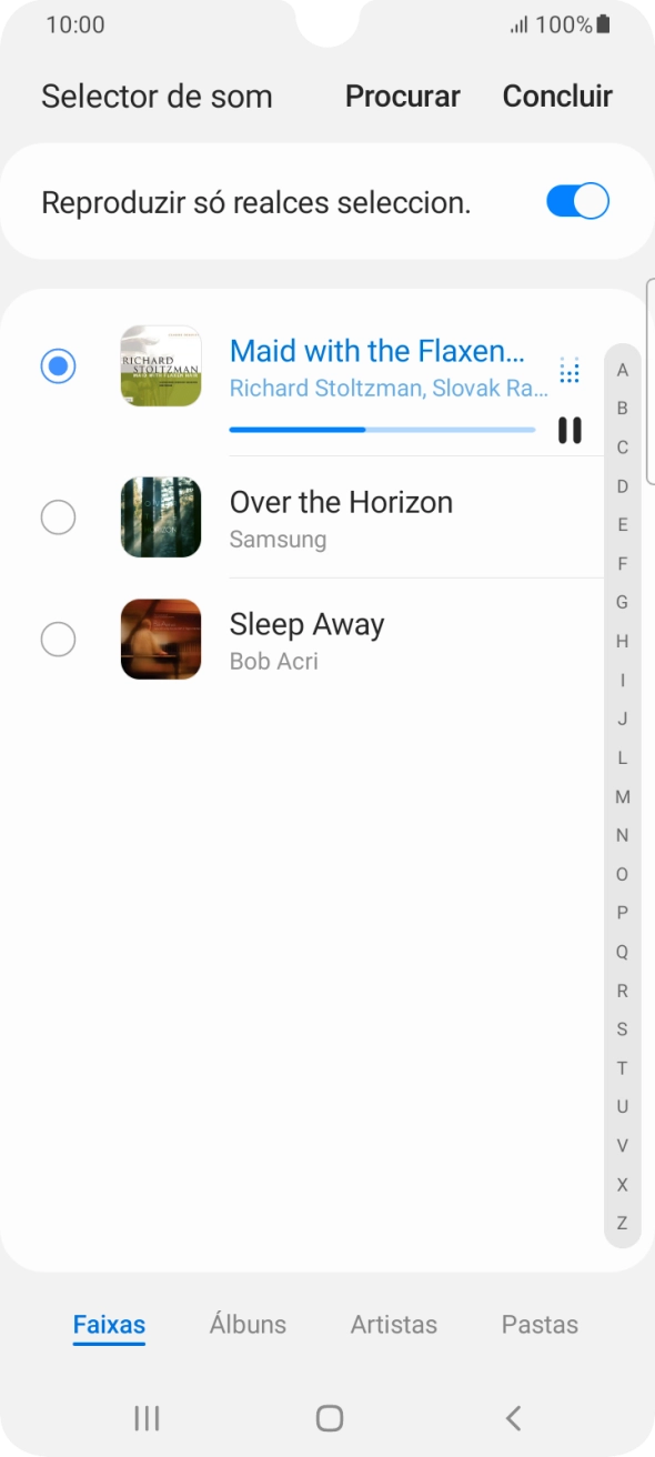 Quando tiver encontrado o tom de toque que pretende, prima Concluir.