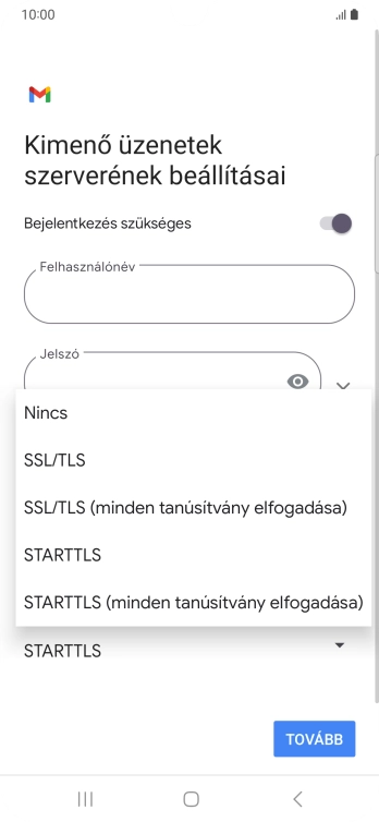 Válaszd az SSL/TLS lehetőséget.