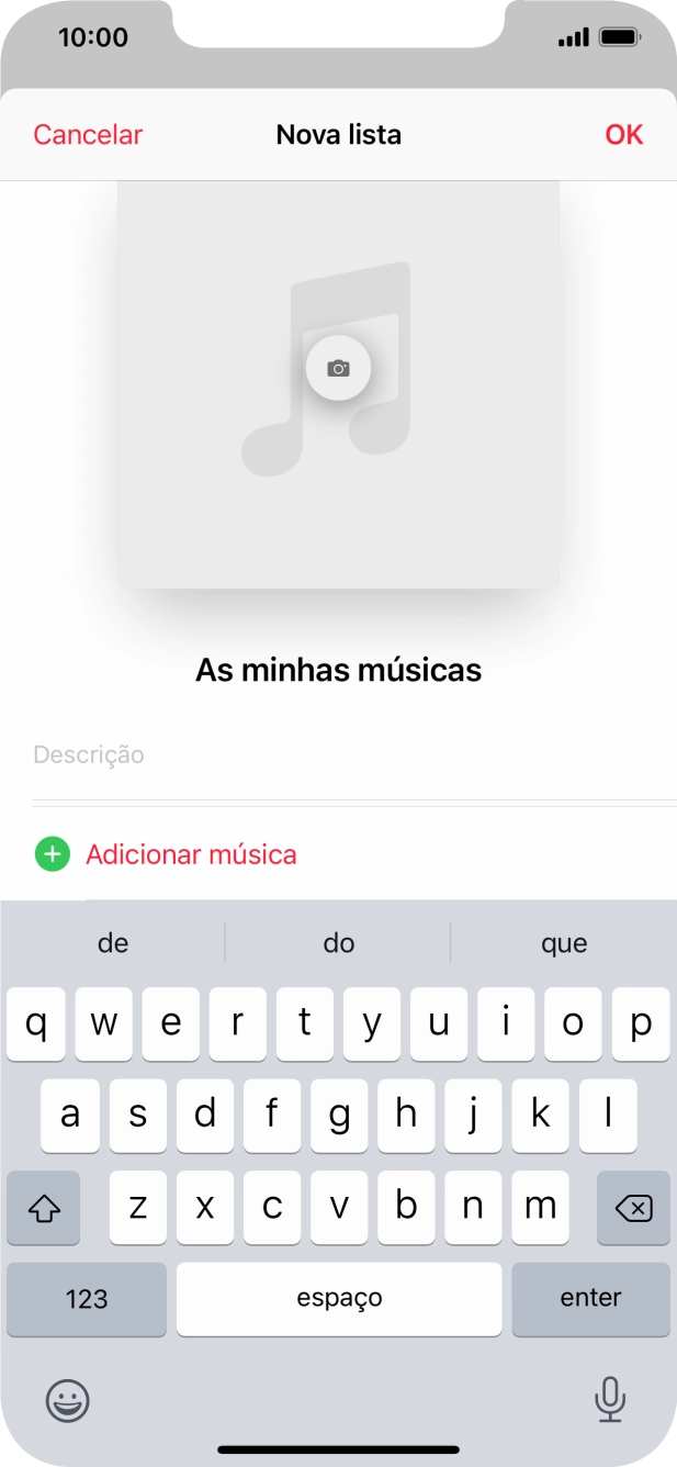 Prima Adicionar música.