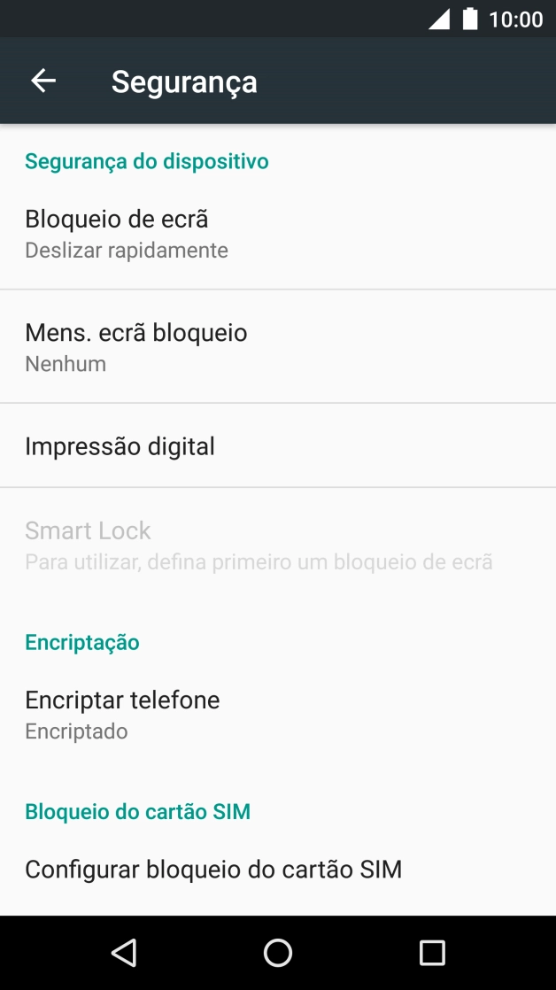 Prima Configurar bloqueio do cartão SIM.