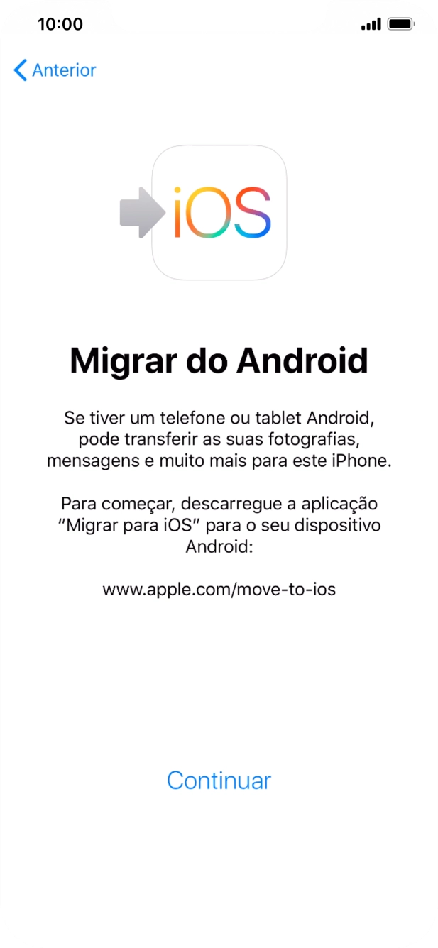 Antes de ser possível transferir conteúdo para o seu telefone, é necessário instalar a app 