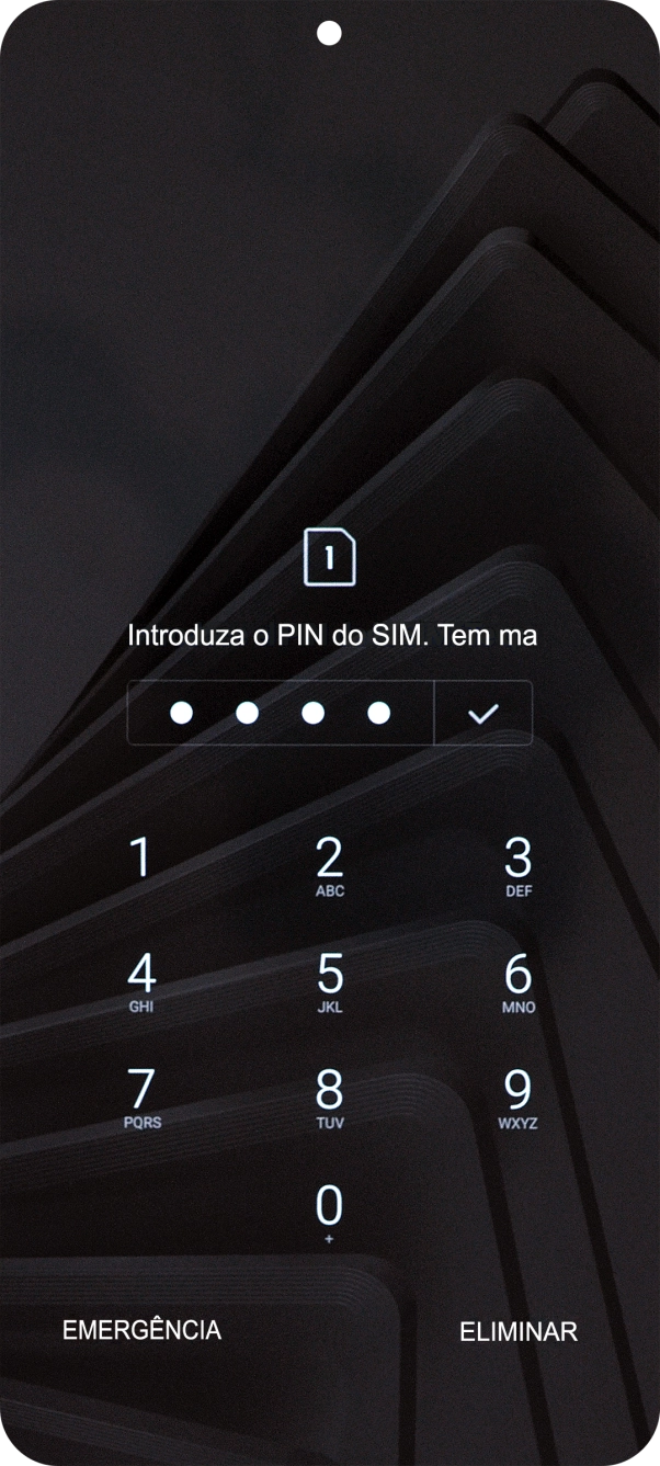Se necessário, introduza o código PIN e prima o ícone para aceitar.