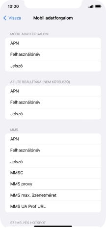 Válaszd az APN lehetőséget. Amennyiben előfizetésed van, írd be azt, hogy mms.vodafone.net.