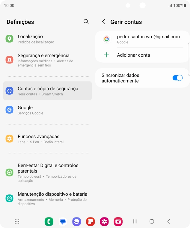 Prima Adicionar conta.