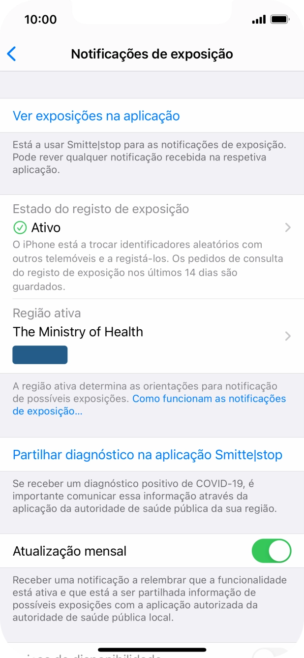 Prima Estado do registo de exposição.