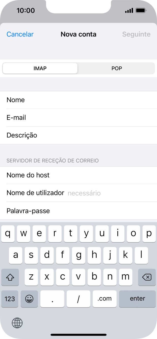 Prima Nome de utilizador e introduza o nome de utilizador da sua conta de e-mail.