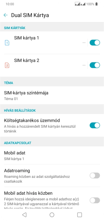 Kattints az „Adatroaming” melletti csúszkára a funkció be- vagy kikapcsolásához.