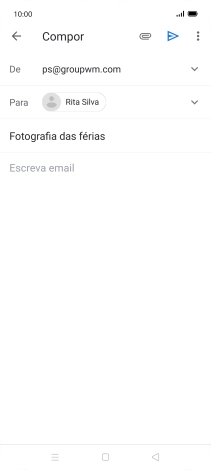 Prima o campo de escrita e escreva o texto do e-mail.