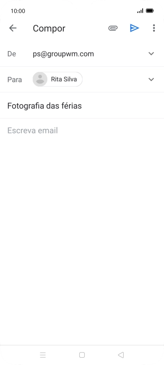 Prima o campo de escrita e escreva o texto do e-mail.