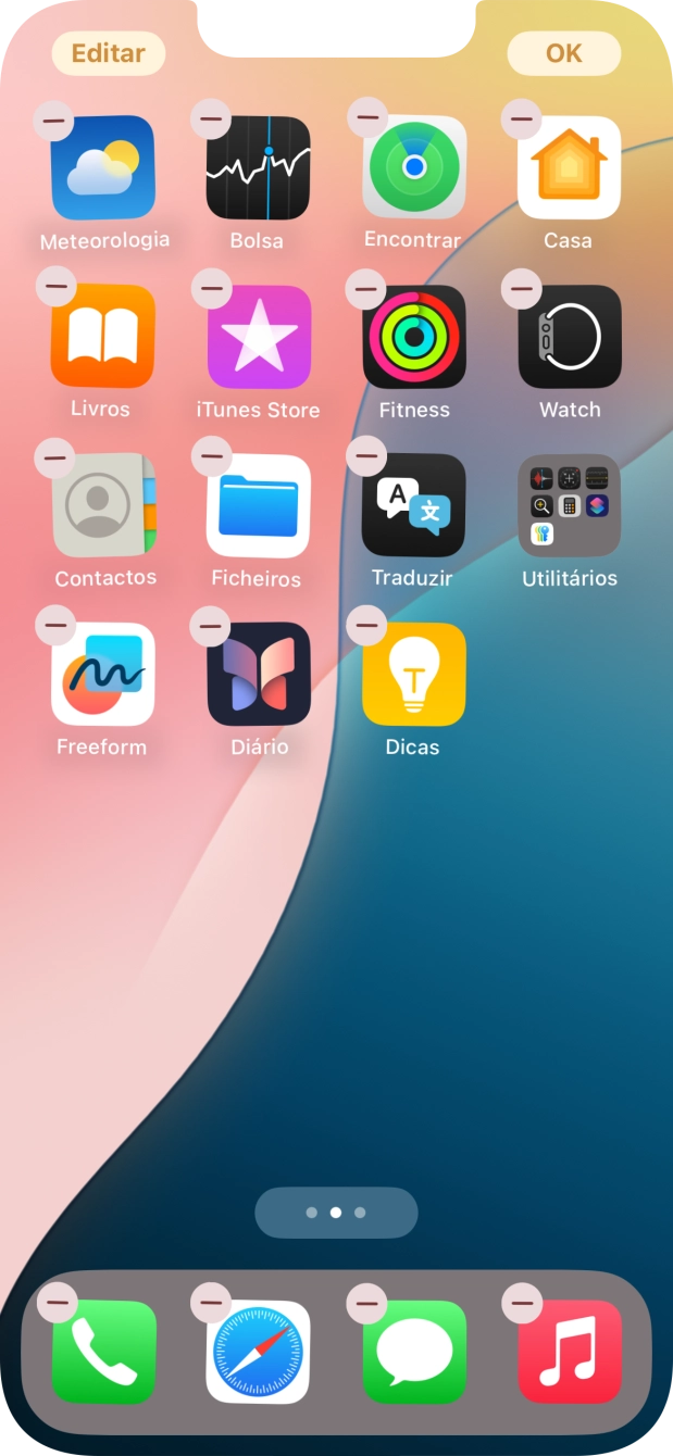 Prima o ícone de páginas do ecrã inicial.