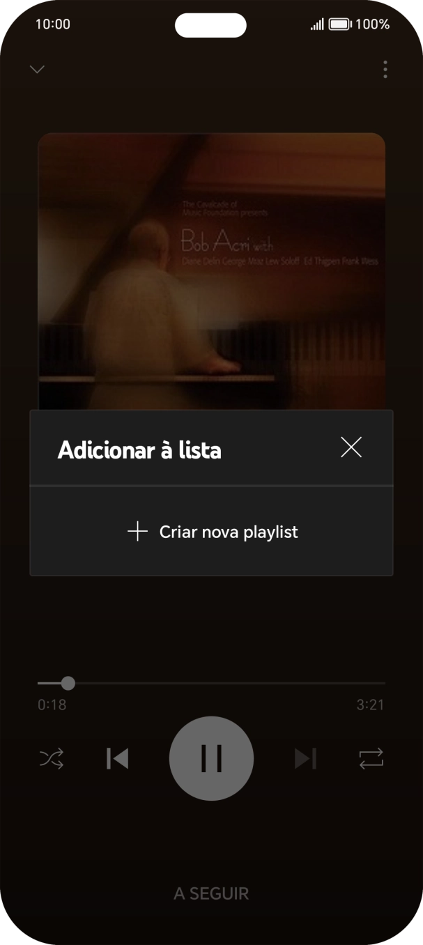 Prima Criar nova playlist.