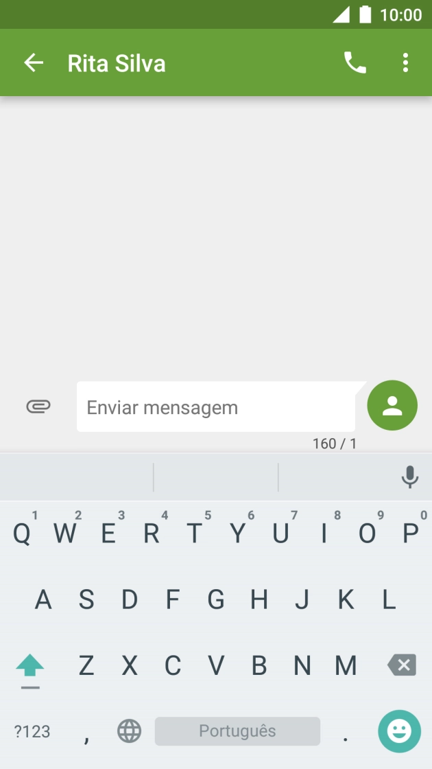 Abra uma nota, mensagem ou e-mail para que o teclado apareça no ecrã e o telefone fique pronto para a escrita de texto.