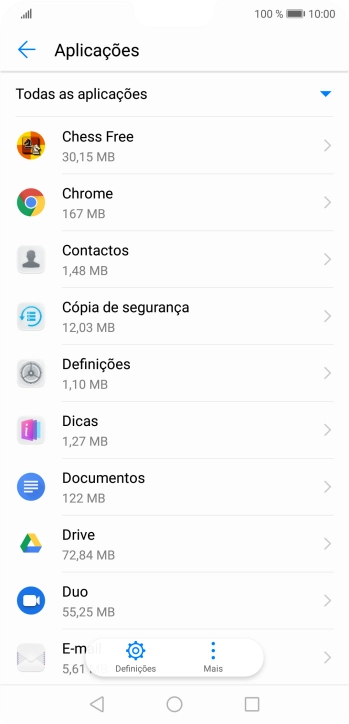 Prima a app pretendida.