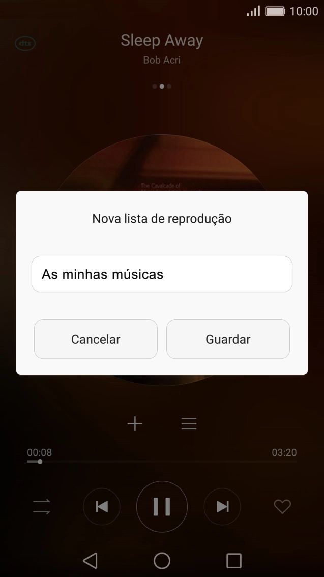 Introduza o nome pretendido para a lista de reprodução e prima Guardar.