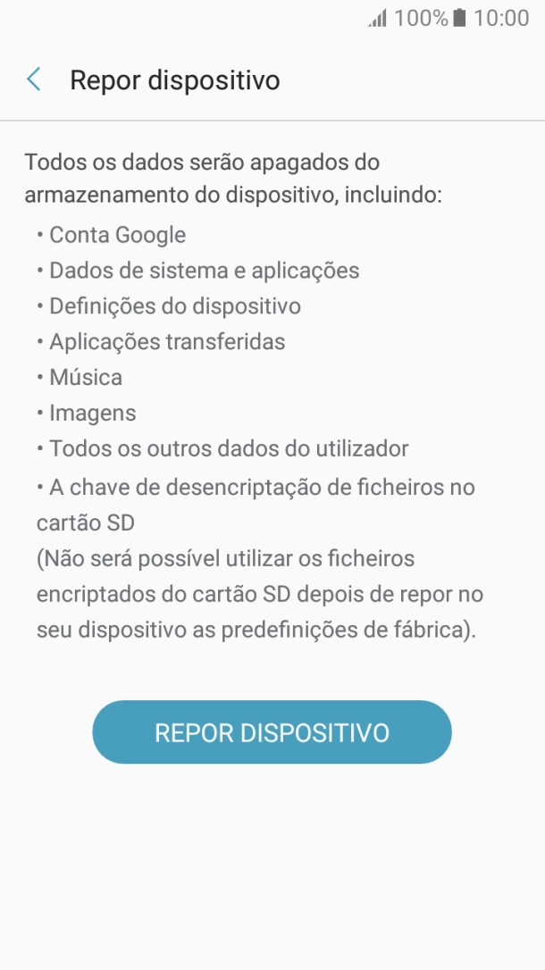 Prima REPOR DISPOSITIVO.