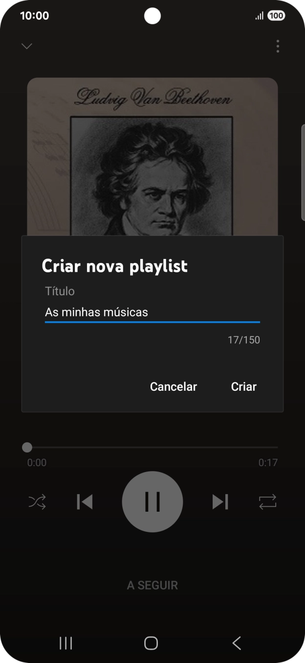 Introduza o nome pretendido para a lista de reprodução e prima Criar.