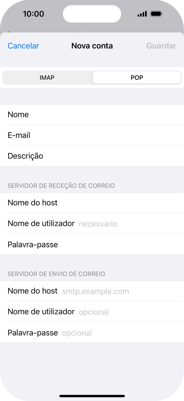 Prima Nome de utilizador e introduza o nome de utilizador da sua conta de e-mail na Vodafone.