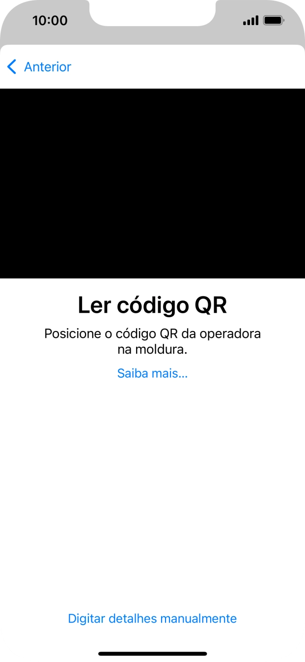 Para scanear o código QR enviado, enquadre-o na moldura da câmara do telefone.