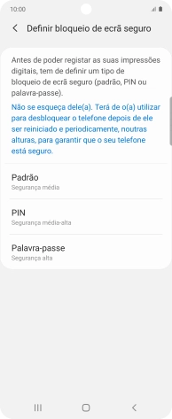 Prima o código de bloqueio do telefone pretendido e siga as indicações no ecrã para estabelecer um código de bloqueio adicional.