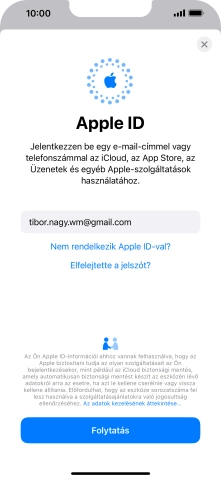 Válaszd a Folytatás lehetőséget.
