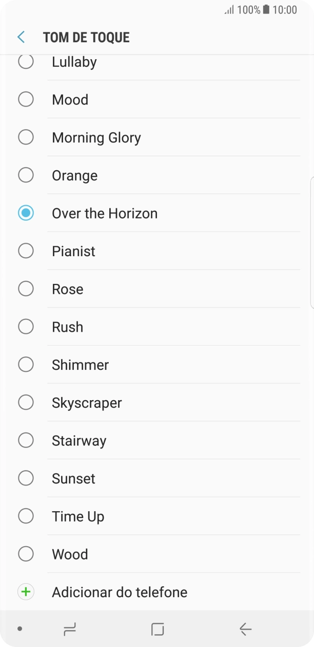 Prima Adicionar do telefone e vá até à pasta pretendida.