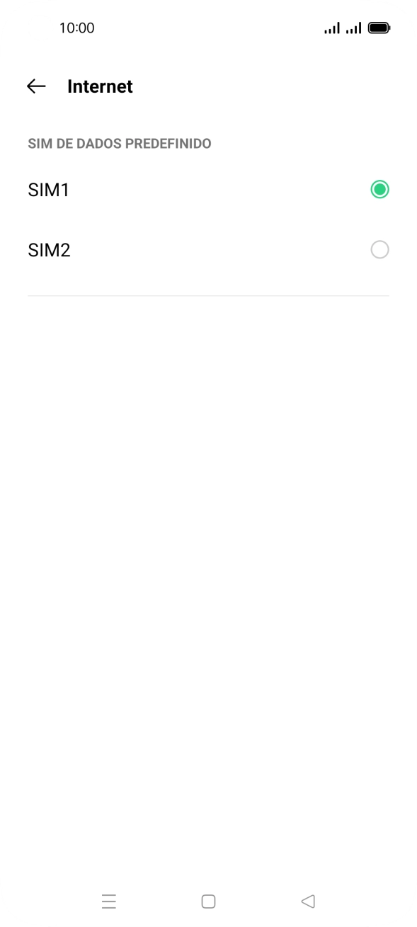 Prima o cartão SIM pretendido.