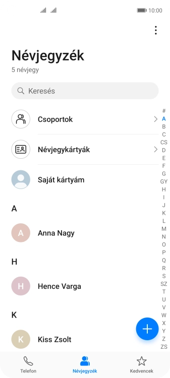 Kattints az új kontaktok ikonra.