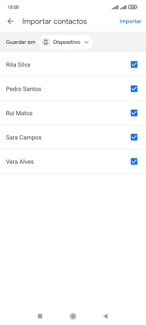 Prima os campos junto dos contactos pretendidos.