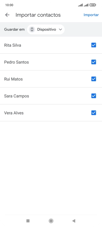Prima os campos junto dos contactos pretendidos.