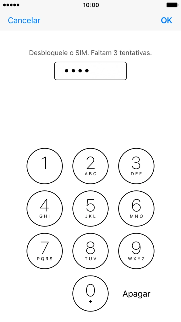Introduza o seu código PIN e prima OK.
