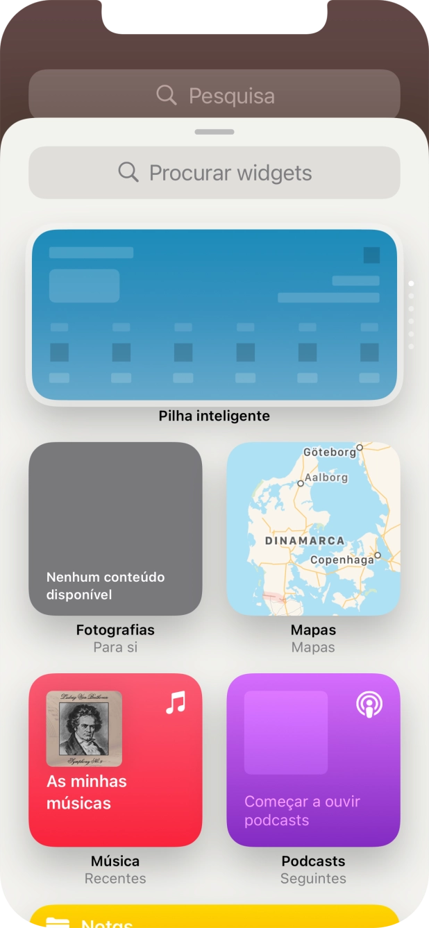 Prima o widget pretendido.