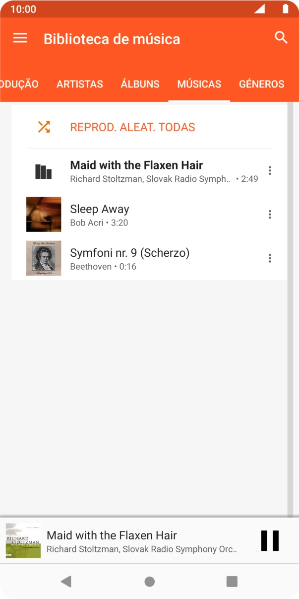 Prima o título da música na parte inferior do ecrã.