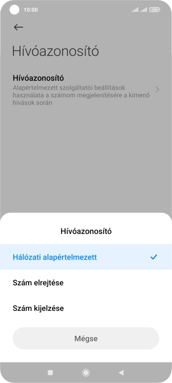 Válaszd a Szám kijelzése lehetőséget a hívószámküldés bekapcsolásához.