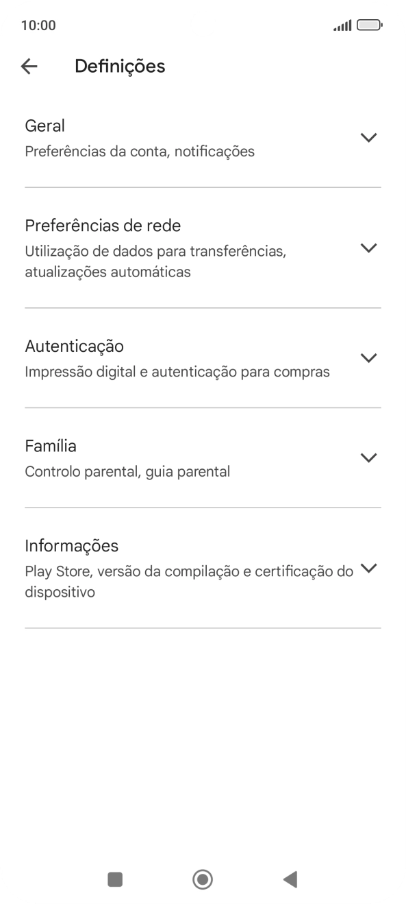 Prima Preferências de rede.