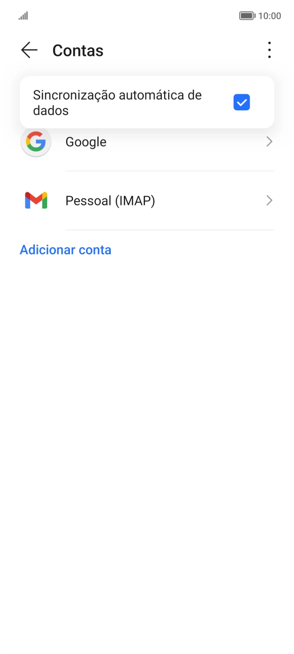 Prima Sincronização automática de dados para ativar ou desativar a função.