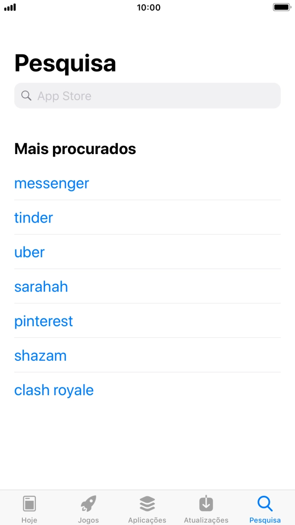 Prima o campo de pesquisa e introduza o nome ou categoria da app pretendida.
