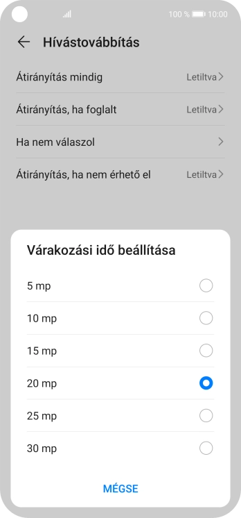 Kattints a kívánt késleltetési időtartamra.