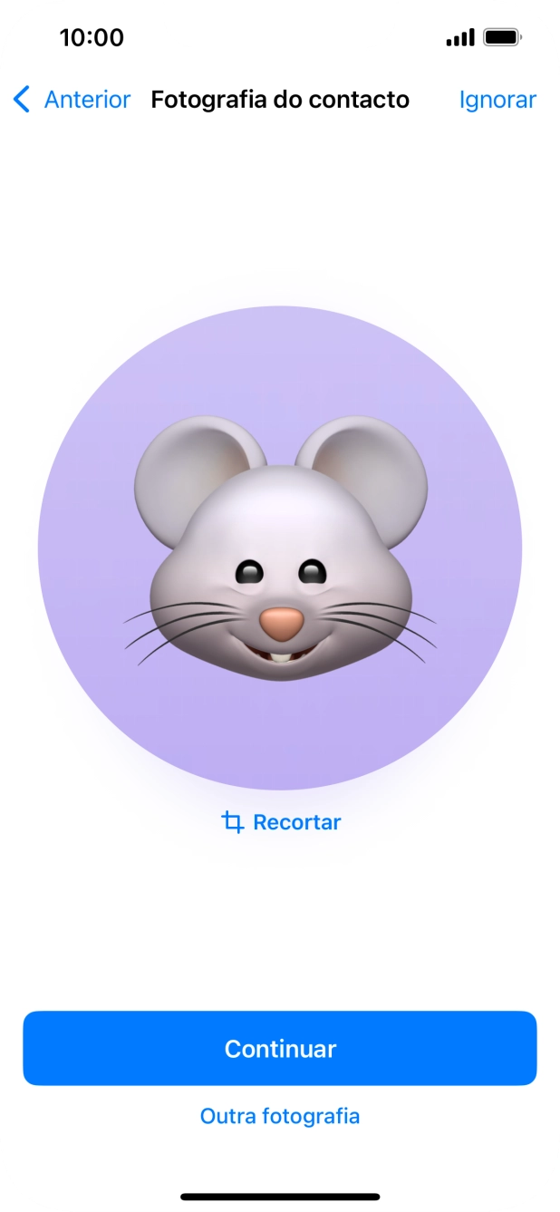 Siga as indicações no ecrã para ajustar a fotografia escolhida e prima Continuar.