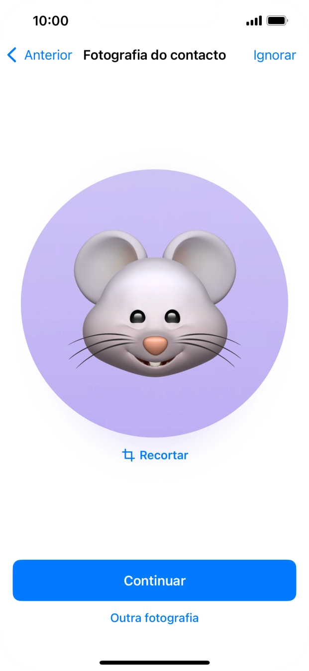 Siga as indicações no ecrã para ajustar a fotografia escolhida e prima Continuar.