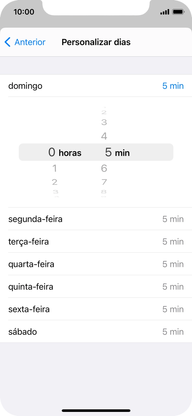 Escolha o limite de tempo pretendido.