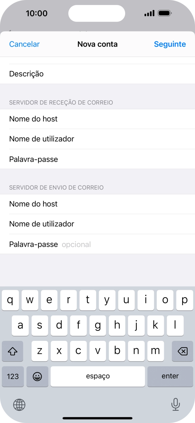 Prima Palavra-passe e introduza a password da sua conta de e-mail.